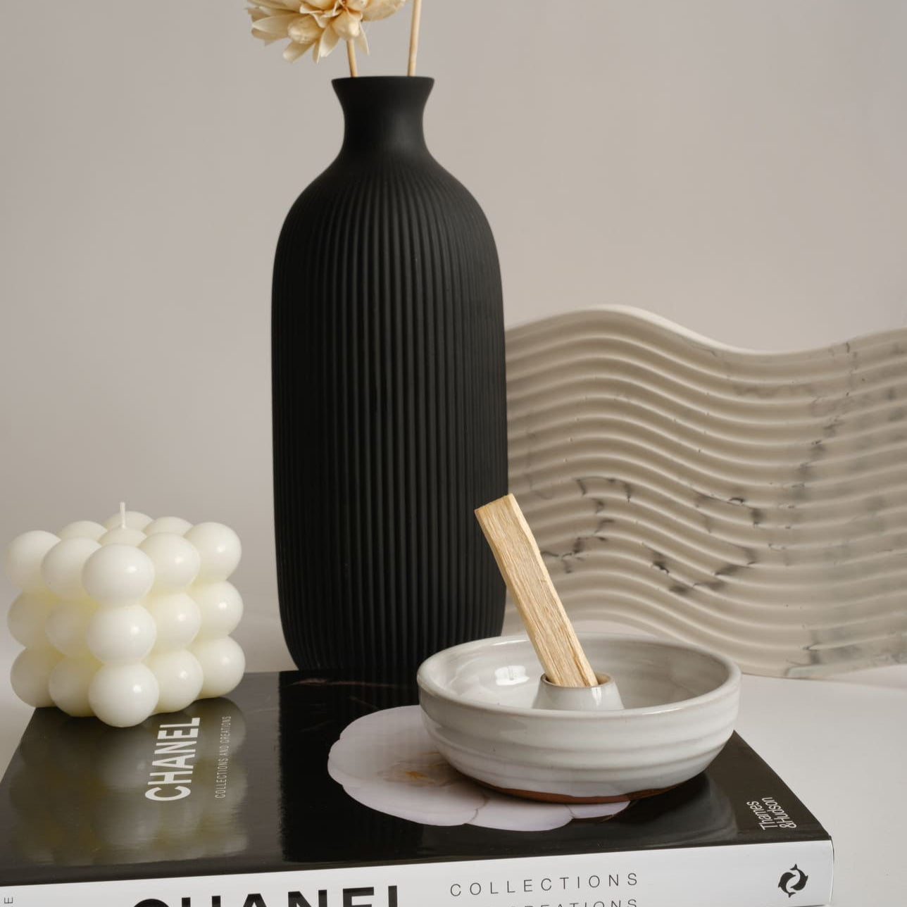 PORTA PALO SANTO CIOTOLA IN CERAMICA - CREMA